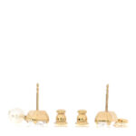 Pearl Crystal Petit CD Earrings Gold - Image 3