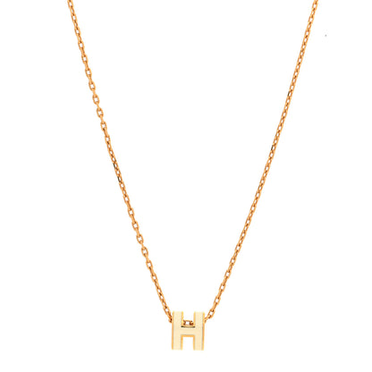 Lacquered Gold Mini Pop H Pendant Necklace White
