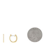 18K Yellow Gold Diamond Baby Huggie Hoop Earrings - Image 2