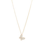 18K Yellow Gold Diamond Princess Butterfly Pendant Necklace