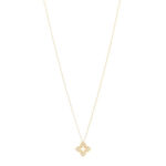 18K Yellow Gold Diamond Small Venetian Princess Flower Pave Pendant Necklace
