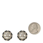 Pearl Crystal Lambskin CC Earrings Gold Black - Image 2