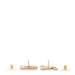 Metal Crystal Rainbow Cha-Nel Logo Drop Earrings Multicolor Gold - Image 3