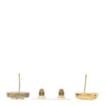 Metal Enamel CC Square Earrings Gold Black - Image 3