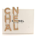 Metal Crystal Rainbow Cha-Nel Logo Drop Earrings Multicolor Gold - Image 5