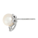 18K White Gold Diamond Akoya Cultured Pearl 7-7.5mm Signature Earrings - Image 4