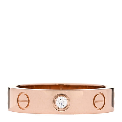 18K Pink Gold Diamond 4mm LOVE Wedding Band Ring 47 4.25