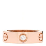 18K Pink Gold 3 Diamond 5.5mm LOVE Ring 52 6