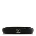 Resin Crystal CC Bangle Bracelet Black