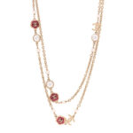 Pearl Enamel CC Camellia Long Necklace Pink Gold