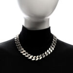 Metal Curb Chain Necklace Oxidized Silver - Image 2