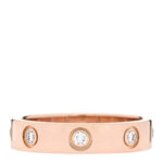 18K Pink Gold 8 Diamond 4mm LOVE Wedding Band Ring 50 5.25 - Image 3