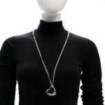 Sterling Silver 35mm Elsa Peretti Open Heart Pendant Mesh Necklace - Image 2