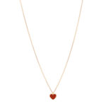 18k Rose Gold Carnelian Sweet Alhambra Heart Pendant Necklace