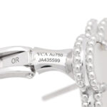 18K White Gold Mother of Pearl Vintage Alhambra Earrings - Image 4