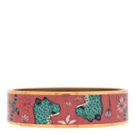 Enamel Printed Wide Les Leopards Bracelet 65 Rose Couture
