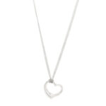 Sterling Silver 35mm Elsa Peretti Open Heart Pendant Mesh Necklace