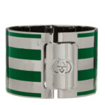 X ADIDAS Metal Enamel Cuff Bracelet S Silver Green - Image 4