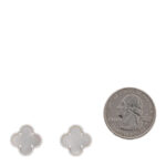 18K White Gold Mother of Pearl Vintage Alhambra Earrings - Image 2