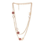 Pearl Enamel CC Camellia Long Necklace Pink Gold - Image 3