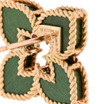 18K Rose Gold Titanium Diamond Venetian Princess Flower Earrings Green - Image 4