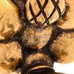 Metal Crystal Double G Clip On Earrings Aged Gold - Image 4