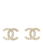 Crystal Pearl CC Large Earrings Gold