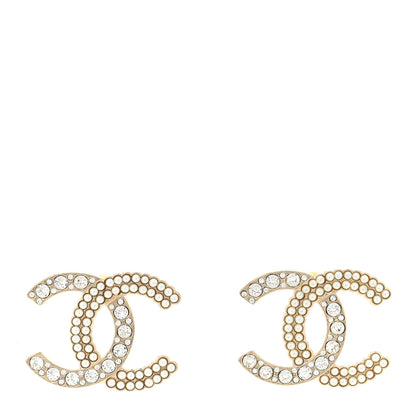 Crystal Pearl CC Large Earrings Gold