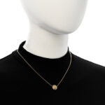 18K Yellow White Gold Diamond Black Onyx Mother of Pearl Rose Celeste Pendant Necklace - Image 2