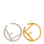 Metal FF Hoop Earrings Gold Silver - Image 3
