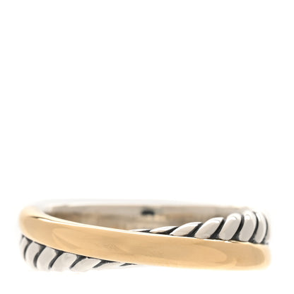 Sterling Silver 18K Yellow Gold Crossover Two Row Ring 54 7