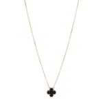 18K Yellow Gold Black Onyx Vintage Alhambra Pendant Necklace