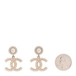 Crystal Pearl Bow-tiful CC Drop Earrings Gold - Image 2