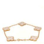 18K Yellow Gold Mother of Pearl 5 Motifs Vintage Alhambra Bracelet - Image 2