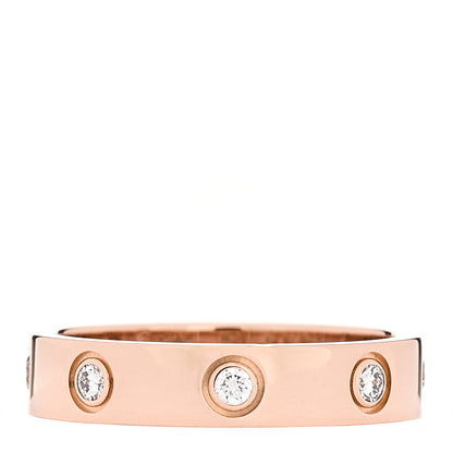 18K Pink Gold 8 Diamond 4mm LOVE Wedding Band Ring 50 5.25