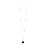 18K Yellow Gold Black Onyx Magic Alhambra Pendant Necklace - Image 3