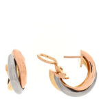 18K Pink Yellow White Gold Classic Trinity Hoop Earrings