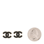 Metal Enamel CC Earrings Black Gold - Image 2