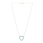 18K Yellow Gold Turquoise Open Heart Pendant Necklace - Image 3
