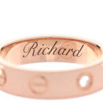 18K Pink Gold Diamond 4mm LOVE Wedding Band Ring 46 3.75 - Image 5