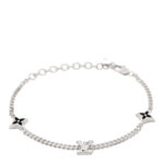 Sterling Silver Enamel LV Spike Bracelet Black
