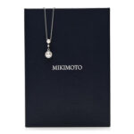 18K White Gold Diamond Akoya Cultured Pearl Petit Soleil Drop Pendant Necklace - Image 5