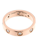 18K Pink Gold 8 Diamond 4mm LOVE Wedding Band Ring 50 5.25 - Image 4