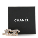 Crystal Pearl Chain Mania CC Earrings Gold - Image 5