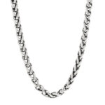 Sterling Silver 14K Yellow Gold 8mm Wheat Chain Necklace