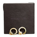 18K Yellow Gold Diamond Double Circle Earrings - Image 5
