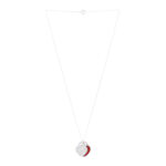 Sterling Silver Enamel Large Return to Tiffany Double Heart Tag Pendant Necklace Red