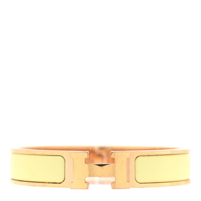 8a2d7722377e6fe0dca9751d0b7e8034.jpg Enamel Narrow Clic Clac H Bracelet PM Jaune Bourgeon - Image 1