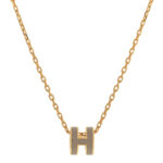 Lacquered Gold Mini Pop H Pendant Necklace Marron Glace - Image 4