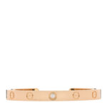 18K Yellow Gold 1 Diamond LOVE Cuff Bracelet 17